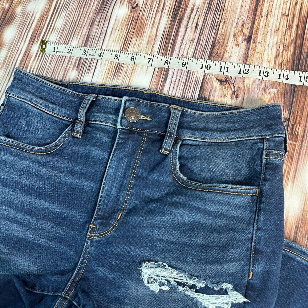 American Eagle HI RISE JEGGING Size 8 X Short Distressed Jeans Denim Pants 28x24 - Picture 7 of 14